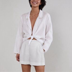 Wilfred White Linen Tie-Front Blouse